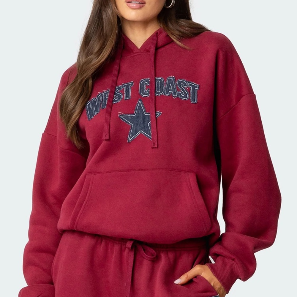 Edikted West Coast burgundy hoodie